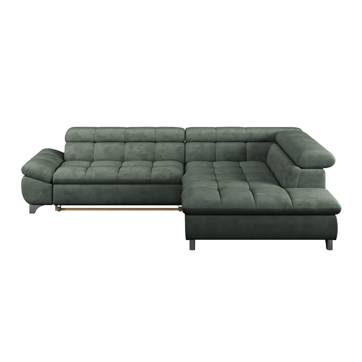 ECKSOFA Grün Chenille  - Chromfarben/Grün, KONVENTIONELL, Textil/Metall (312/234cm) - Livetastic