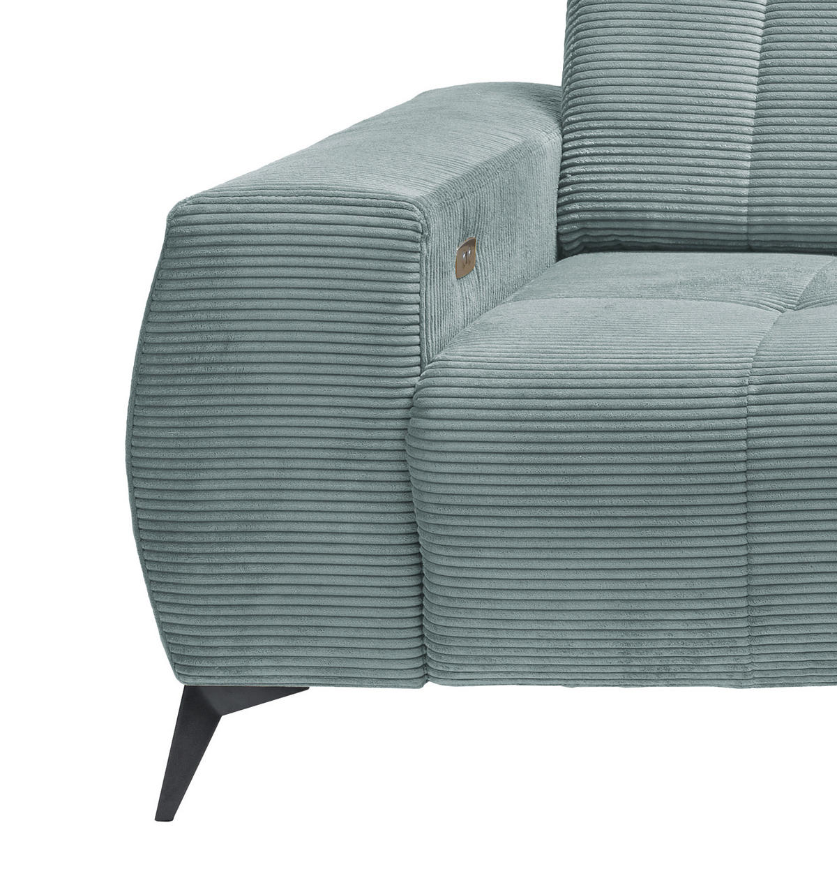 ECKSOFA in Cord Hellblau  - Schwarz/Hellblau, Modern, Textil/Metall (258/180cm) - Livetastic
