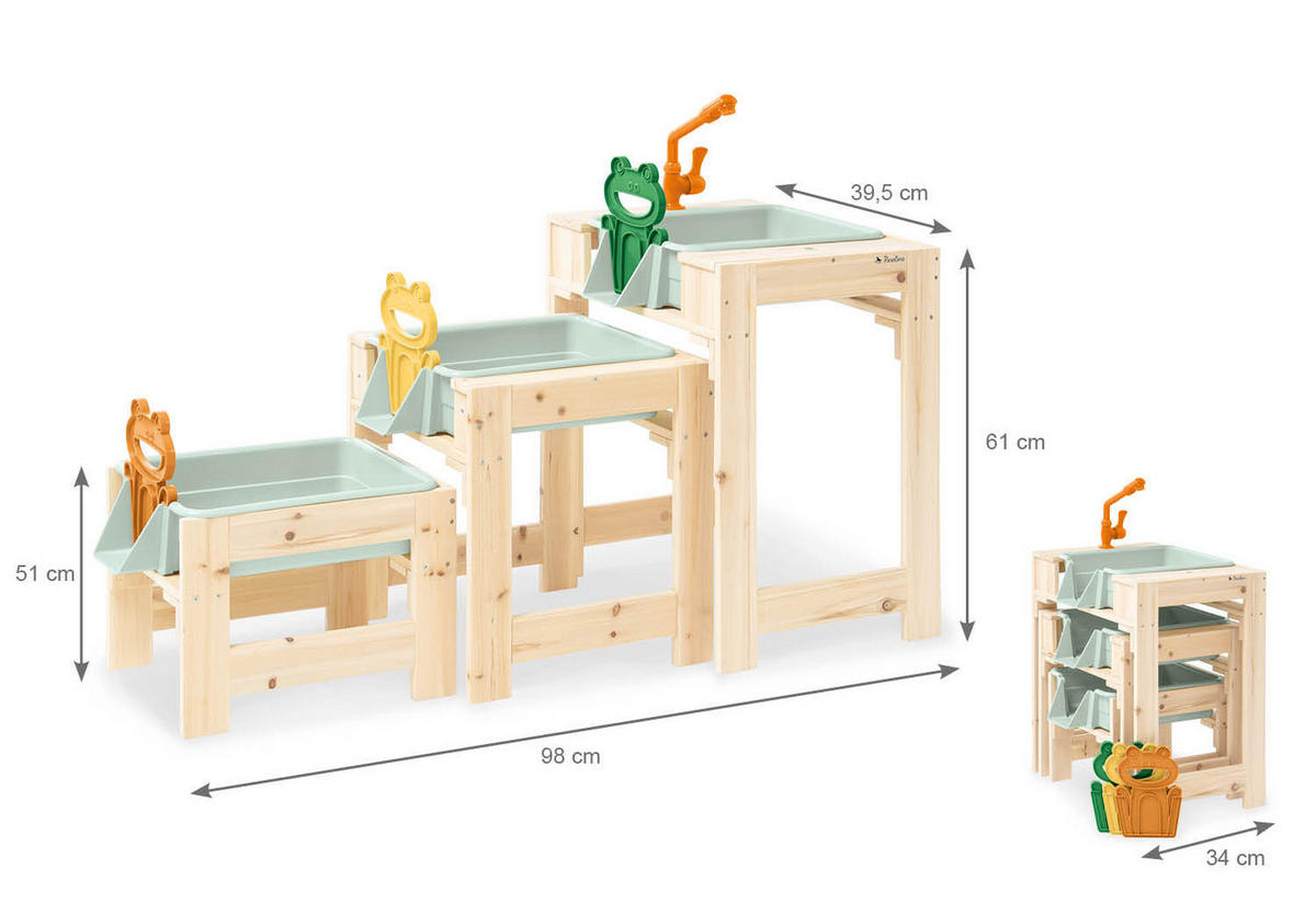 SAND- UND WASSERTISCH FROLINO  - Naturfarben, Basics, Holz (39,5/61/98cm) - Pinolino