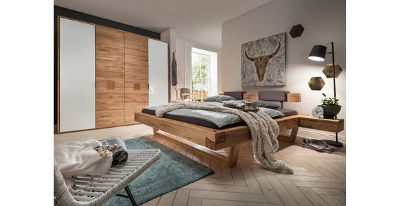 DREHTÜRENSCHRANK 250/218,5/60 cm 4-türig Weiß, Eichefarben - Eichefarben/Anthrazit, Natur, Glas/Holz (250/218,5/60cm) - Valnatura