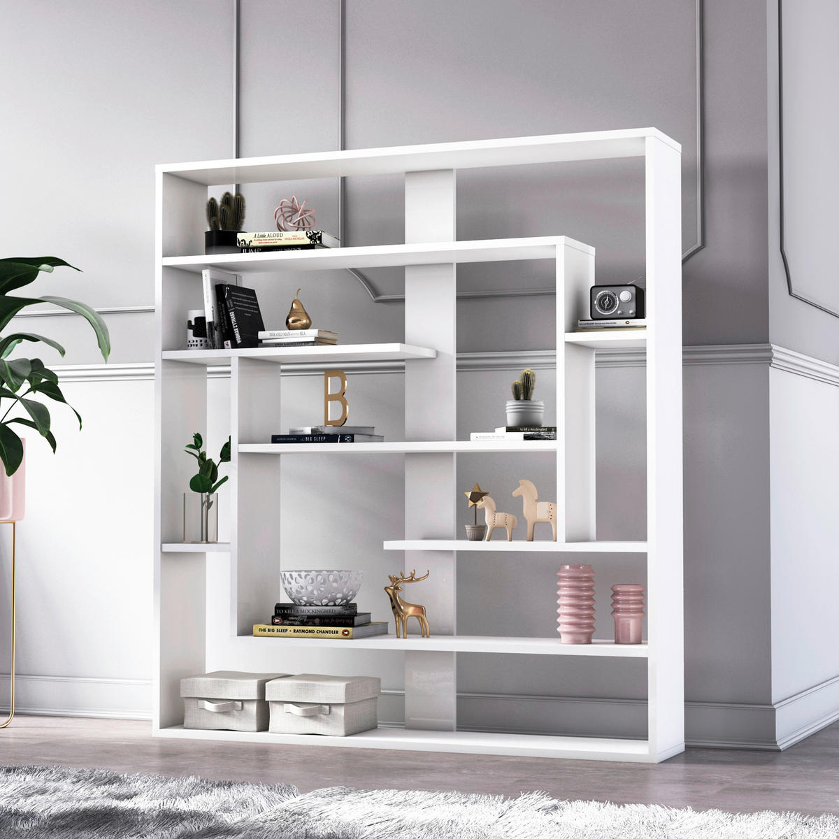 REGAL  114/132/22 cm Weiss  - Weiss, Design, Holzwerkstoff (114/132/22cm) - Livetastic