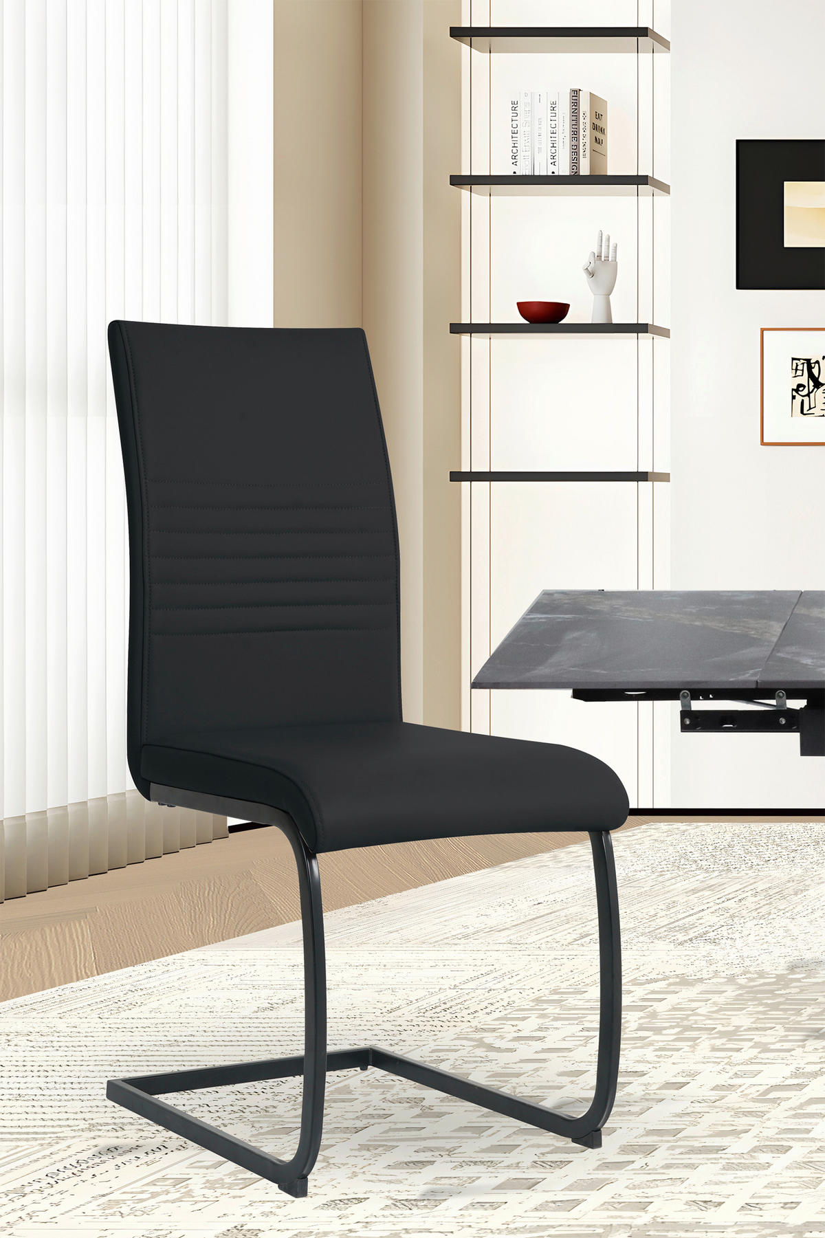STUHL-SET 2 Stück  in Lederlook  - Schwarz, Design, Kunststoff/Textil (42/97/59cm) - Livetastic