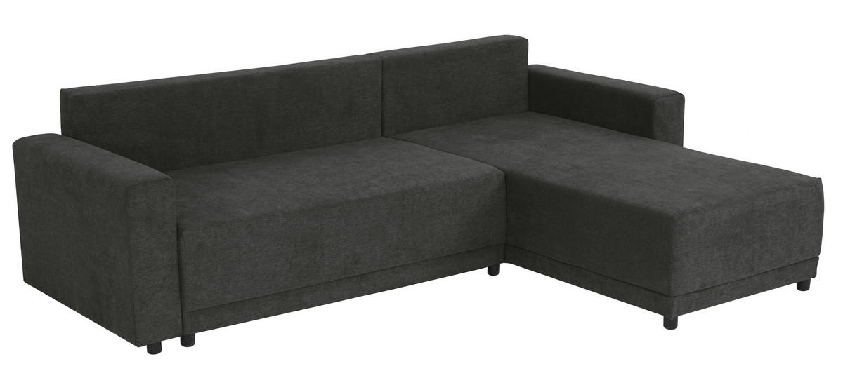ECKSOFA in Mikrofaser Anthrazit  178/248 cm  - Anthrazit/Schwarz, Design, Kunststoff/Textil (178/248cm) - MID.YOU