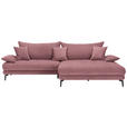 ECKSOFA in Flachgewebe Rosa  - Schwarz/Rosa, MODERN, Textil/Metall (297/173cm) - Carryhome