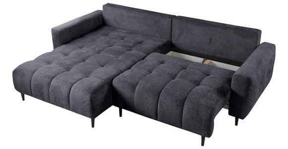 ECKSOFA in Chenille Graphitfarben - Schwarz/Graphitfarben, KONVENTIONELL, Holz/Textil (180/266cm) - Carryhome