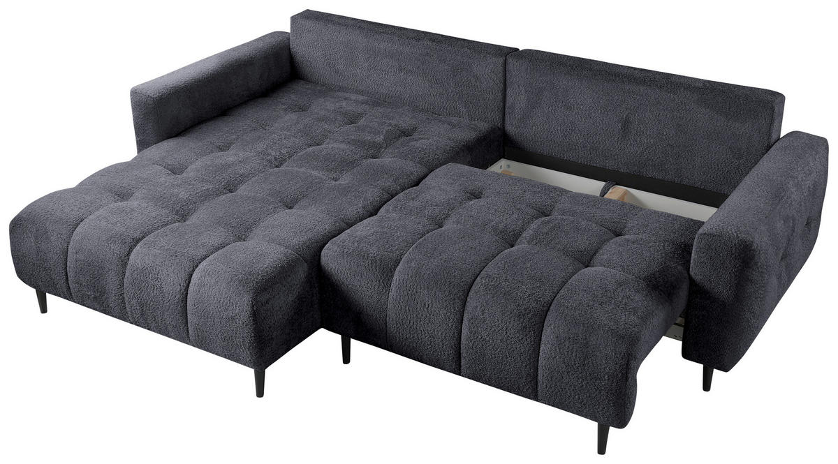 ECKSOFA in Chenille Graphitfarben  - Schwarz/Graphitfarben, Konventionell, Holz/Textil (180/266cm) - MID.YOU