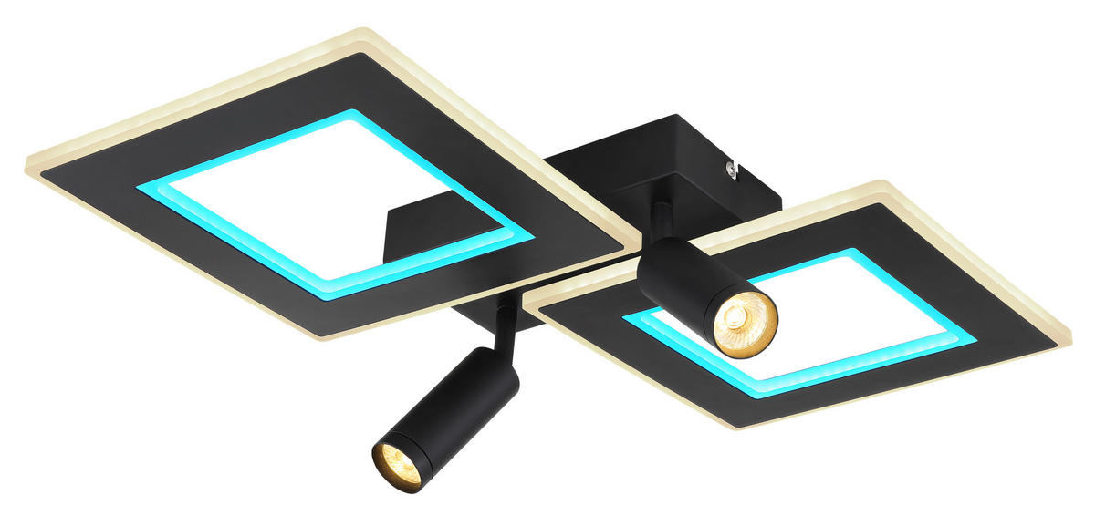 LED-DECKENLEUCHTE    54/41/11,5 cm  - Opal/Schwarz, Design, Kunststoff/Metall (54/41/11,5cm) - Globo