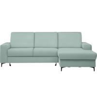 ECKSOFA in Cord Mintgrün  - Schwarz/Mintgrün, KONVENTIONELL, Textil/Metall (247/167cm) - Stylife
