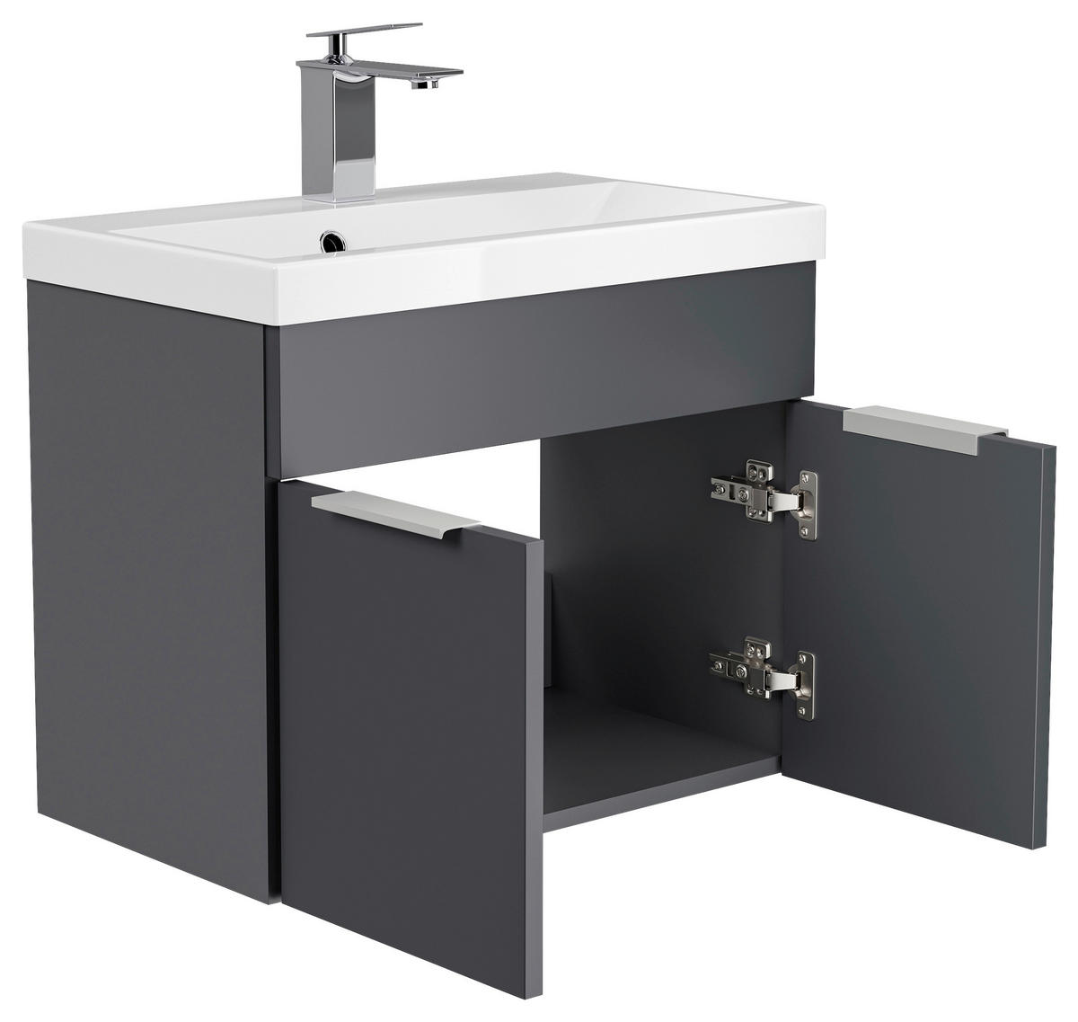 WASCHTISCHKOMBI 59,5 cm  - Graphitfarben, Basics, Holzwerkstoff/Stein (59,5cm) - MID.YOU