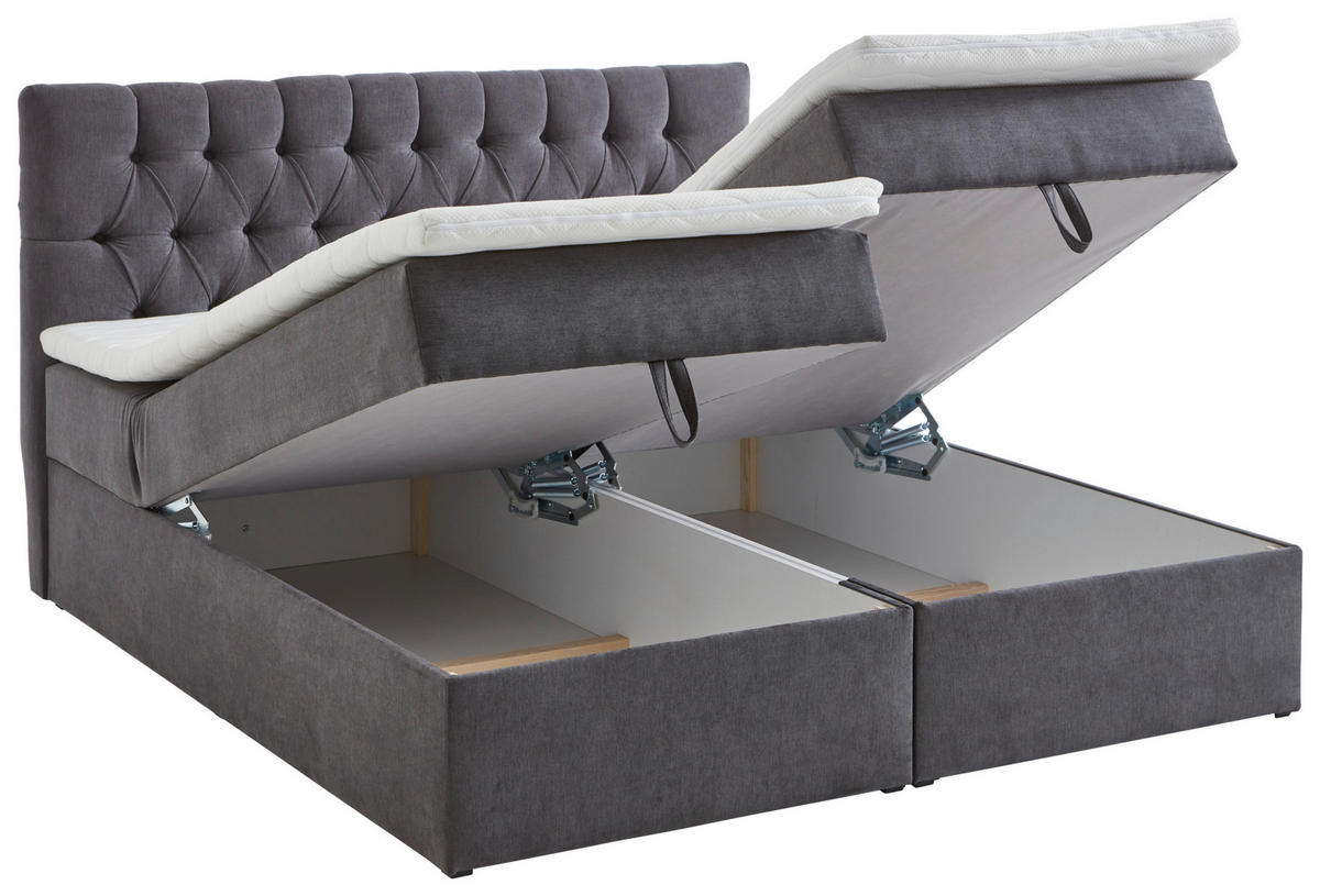 BOXBETT 160/200 cm  in Grau  - Schwarz/Grau, Modern, Kunststoff/Textil (160/200cm) - MID.YOU