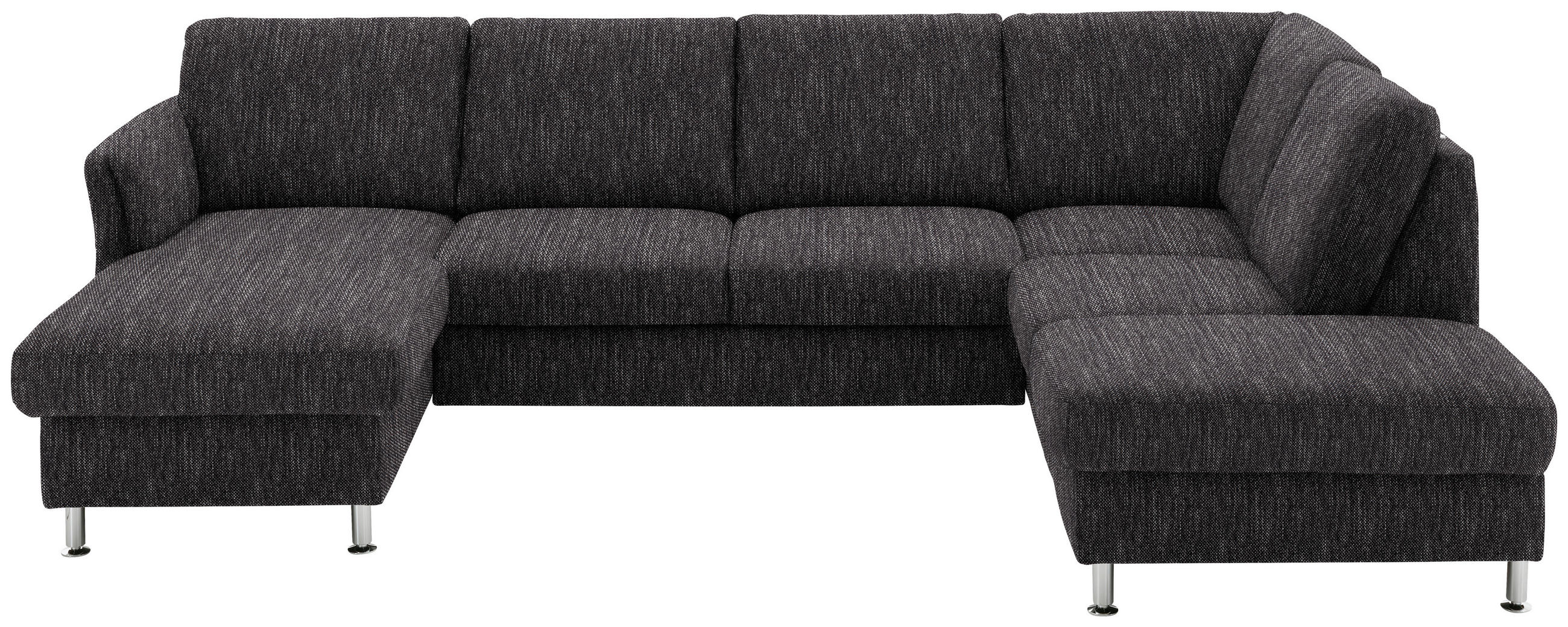 WOHNLANDSCHAFT in Flachgewebe Schwarz  - Chromfarben/Schwarz, KONVENTIONELL, Textil/Metall (168/305/200cm) - Beldomo System