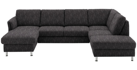 WOHNLANDSCHAFT in Flachgewebe Schwarz - Chromfarben/Schwarz, KONVENTIONELL, Textil/Metall (168/305/200cm) - Voleo