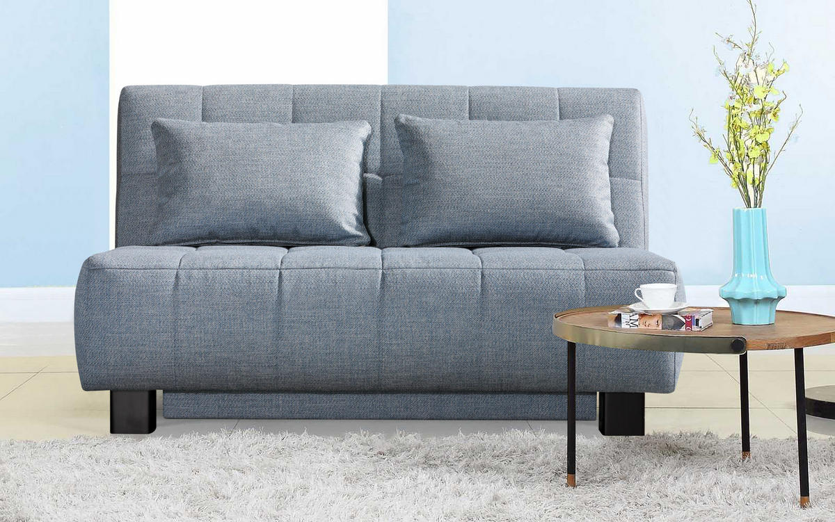 SCHLAFSOFA in Webstoff Hellblau  - Schwarz/Hellblau, Design, Textil/Metall (145/92/102cm) - Novel