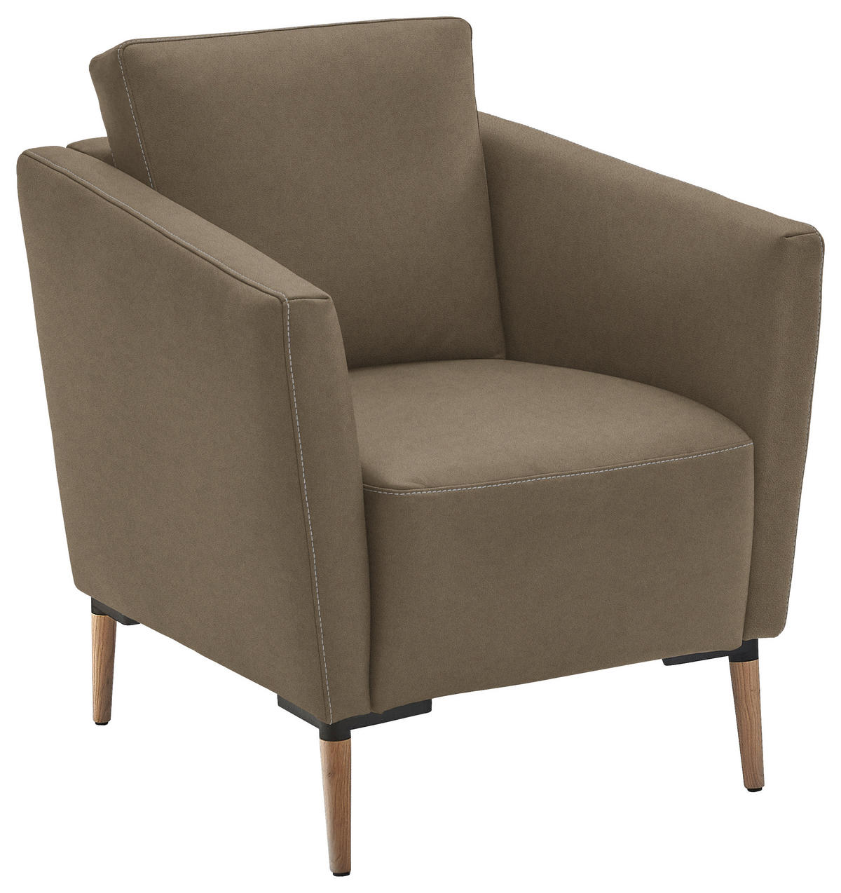 SESSEL in Echtleder Hellbraun  - Hellbraun/Eichefarben, Natur, Leder/Holz (75/84/76cm) - Valnatura