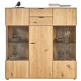 HIGHBOARD Wildeiche  136,9/138,3/37,1 cm  - Wildeiche/Schwarz, Natur, Glas/Holz (136,9/138,3/37,1cm) - Valnatura