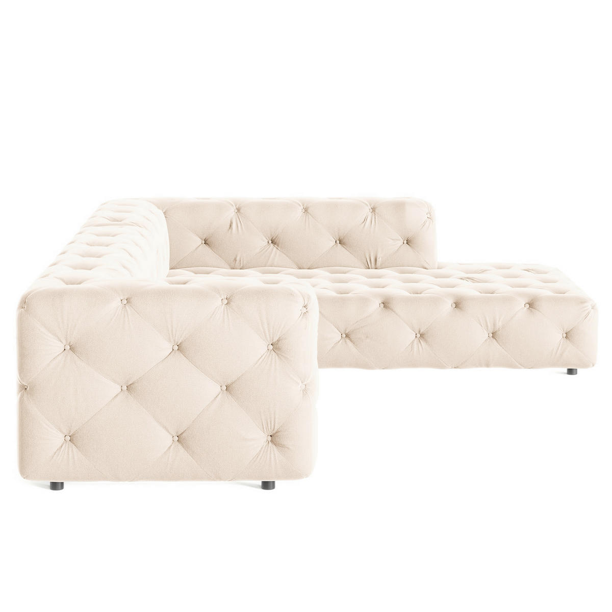 ECKSOFA Fresco in Samt Creme  325/228 cm  - Creme/Schwarz, Design, Kunststoff/Textil (325/228cm) - P & B