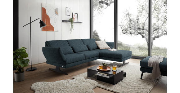 ECKSOFA  in Flachgewebe Petrol  279-327/176-217 cm  - Petrol/Schwarz, Design, Textil/Metall (279-327/176-217cm) - Dieter Knoll