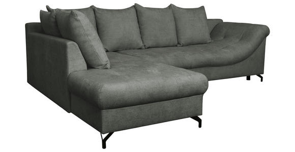 ECKSOFA Anthrazit Struktur Rückenkissen, Bettkasten, Schlaffunktion, Rücken echt, Liegefläche im Originalstoff  - Anthrazit/Schwarz, KONVENTIONELL, Textil/Metall (194/274cm) - Carryhome