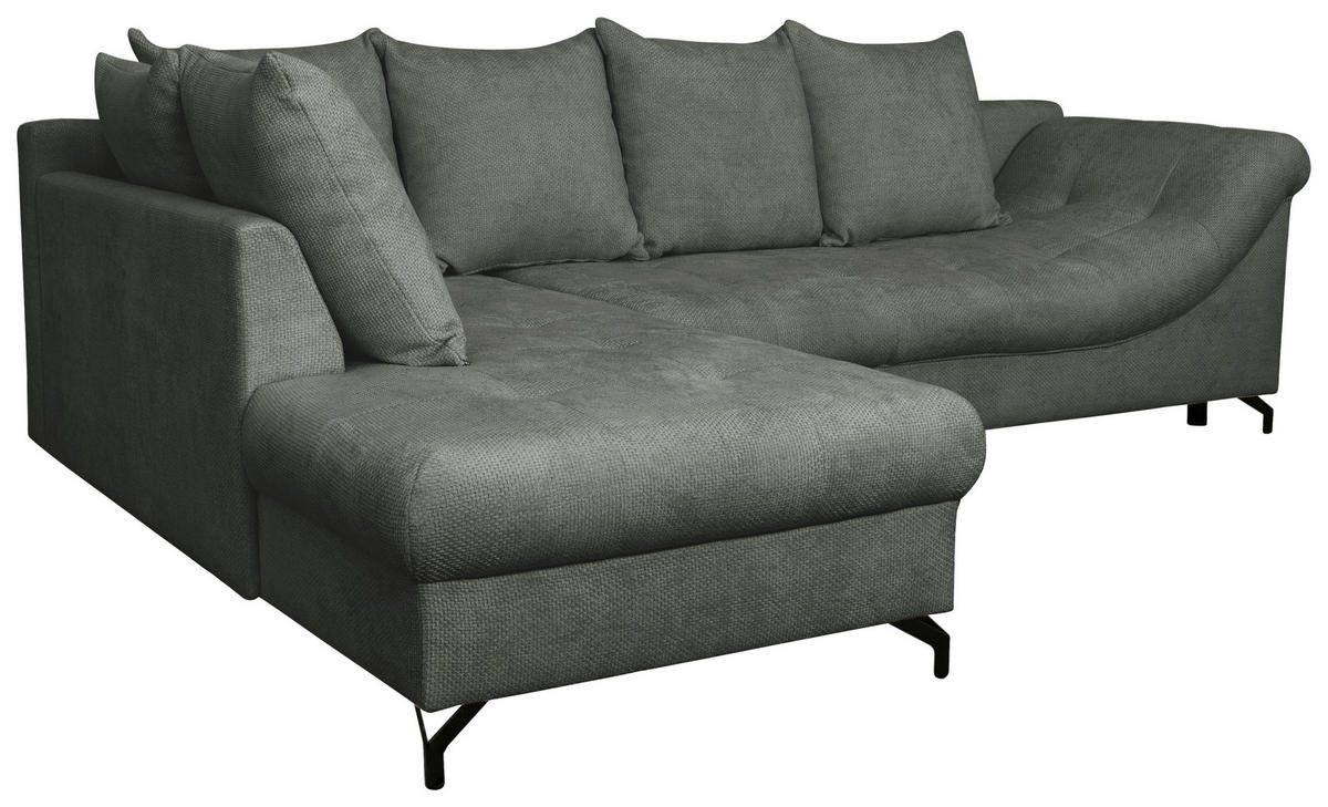 ECKSOFA Anthrazit Struktur  - Anthrazit/Schwarz, KONVENTIONELL, Textil/Metall (194/274cm) - Carryhome