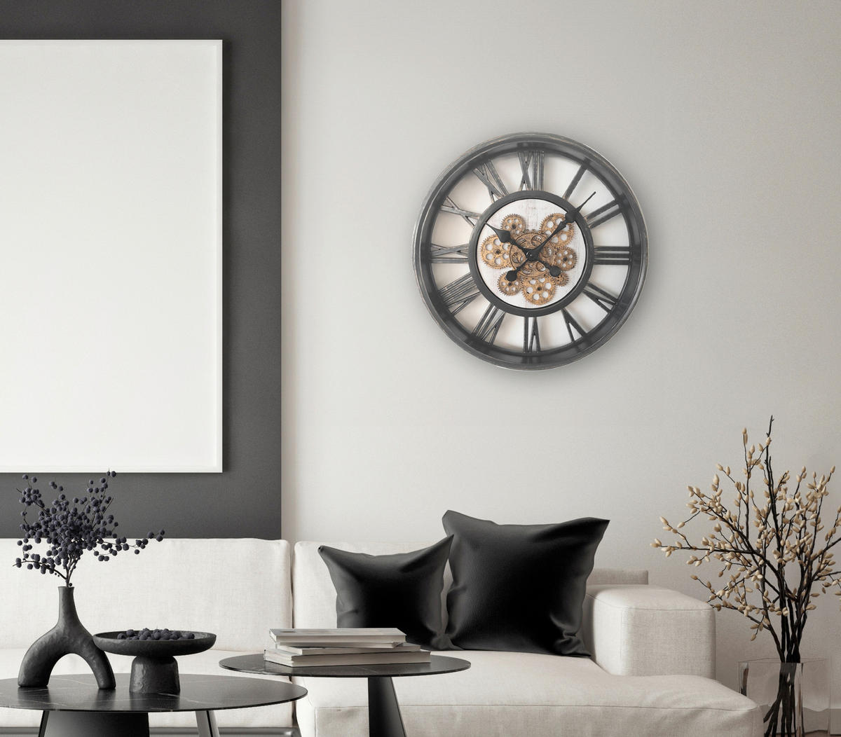 WANDUHR Ophelia Schwarz  - Schwarz, Design, Glas/Kunststoff (50,8/50,cm)