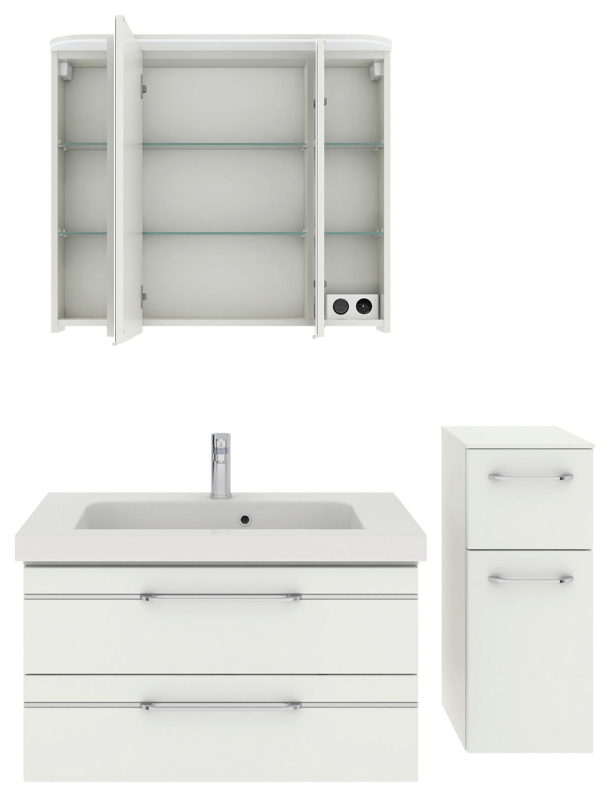 BADEZIMMER 4-teilig  in 122 cm  - Chromfarben/Weiß Hochglanz, KONVENTIONELL, Glas/Holzwerkstoff (122cm) - Pelipal
