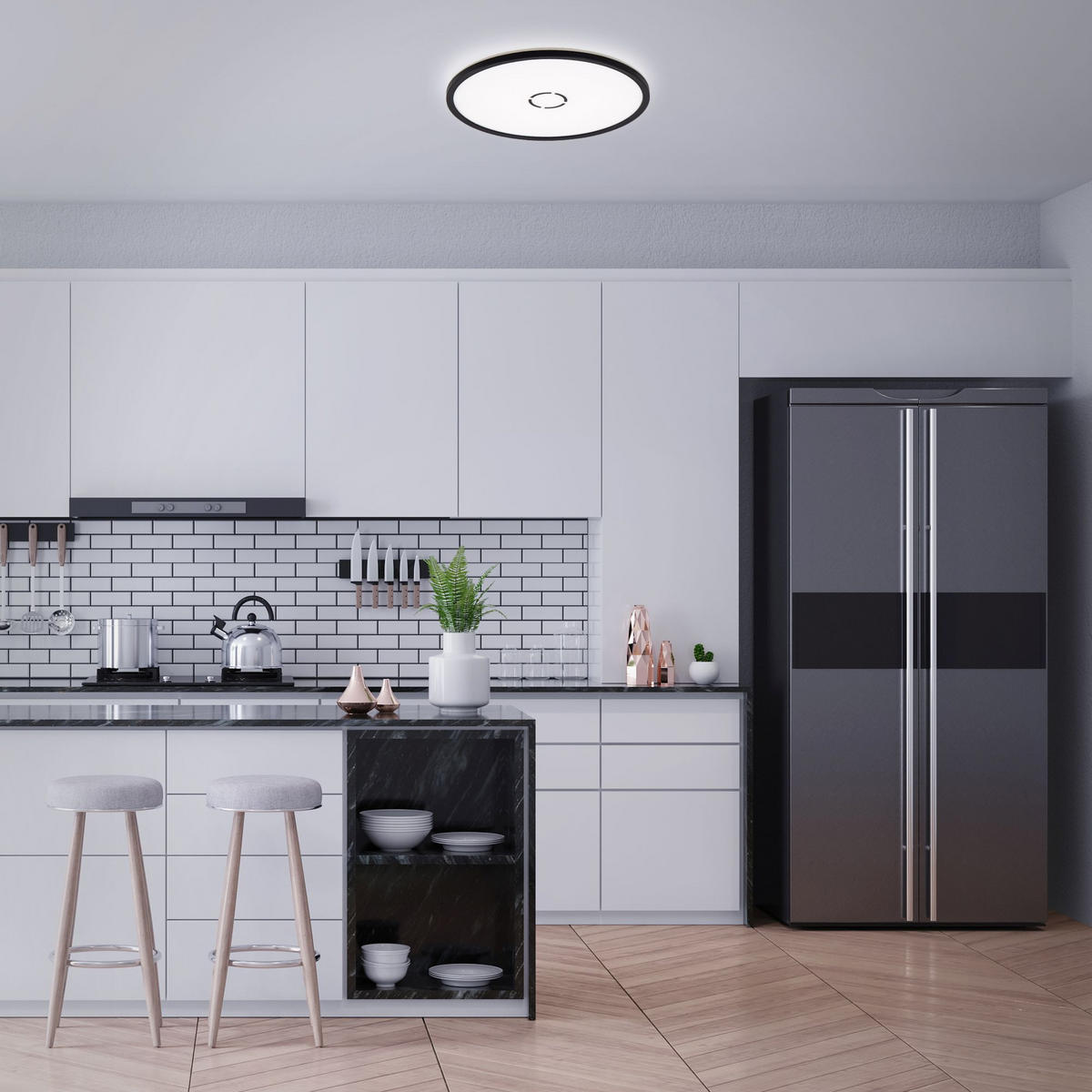 STROPNA LED-SVETILKA    2400 lm 4000 K 230 V  - črna/bela, Basics, umetna masa (29,3/2,8cm)