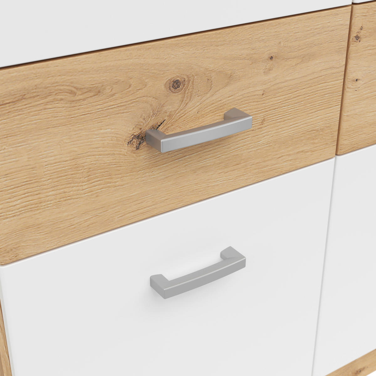 KLEIDERSCHRANK 181/199/58 cm 4-türig Silberfarben, Weiß, Eiche Artisan  - Silberfarben/Weiß, KONVENTIONELL, Holzwerkstoff/Kunststoff (181/199/58cm)