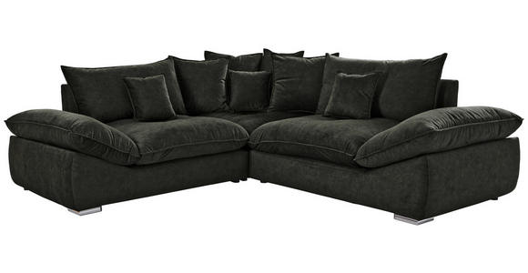 ECKSOFA Dunkelgrün Velours  - Chromfarben/Dunkelgrün, KONVENTIONELL, Kunststoff/Textil (247/247cm) - Carryhome