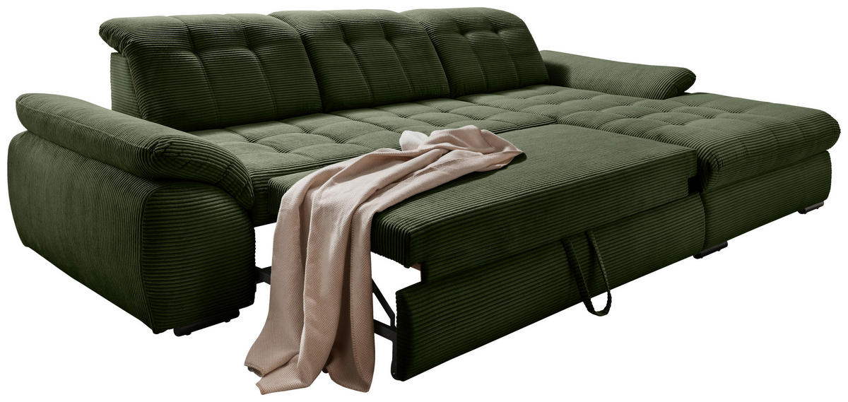 Freisteller von Livetastic ECKSOFA Dunkelgrün Cord.