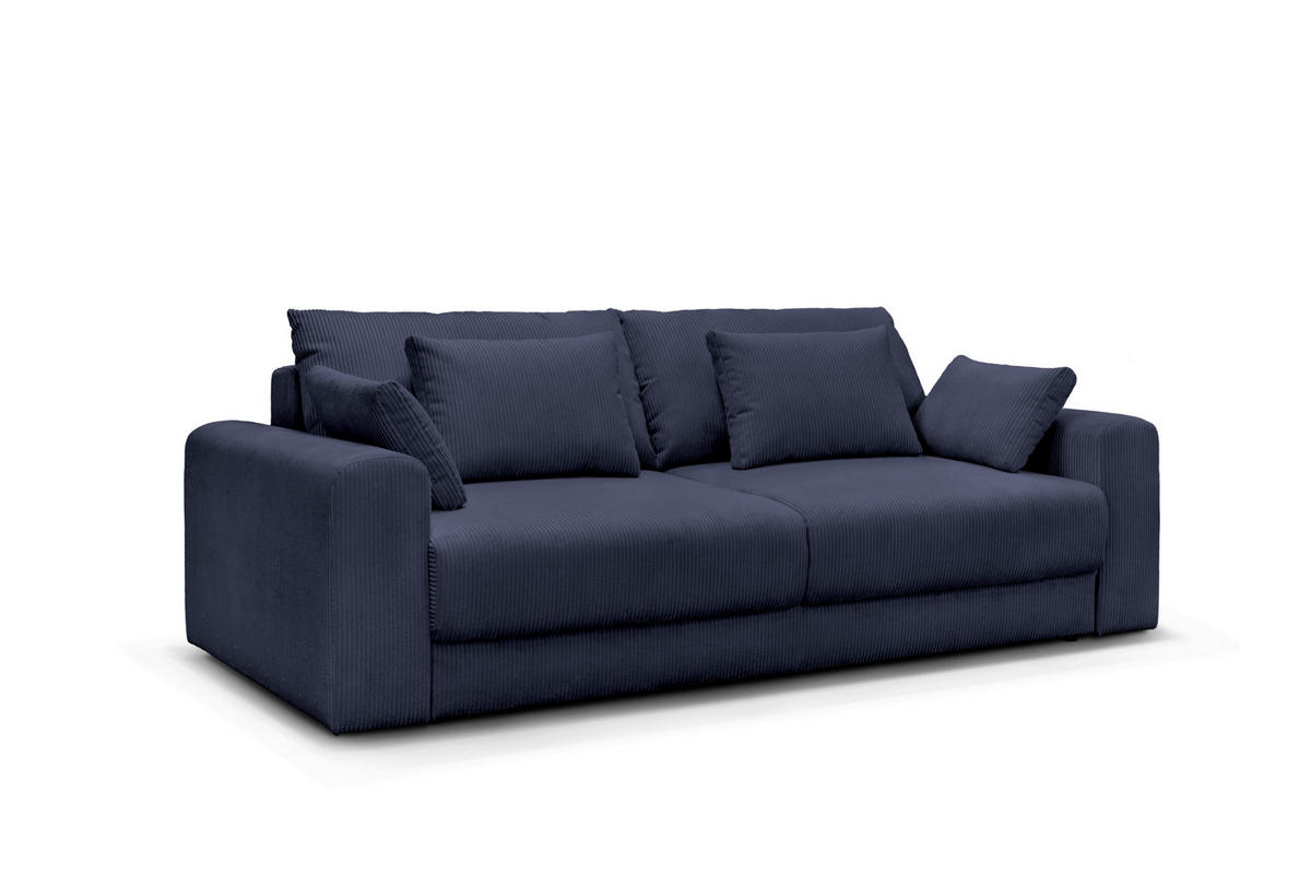 3-SITZER-SOFA MEGA Cord Dunkelblau  - Schwarz/Dunkelblau, Design, Textil (252cm) - MID.YOU