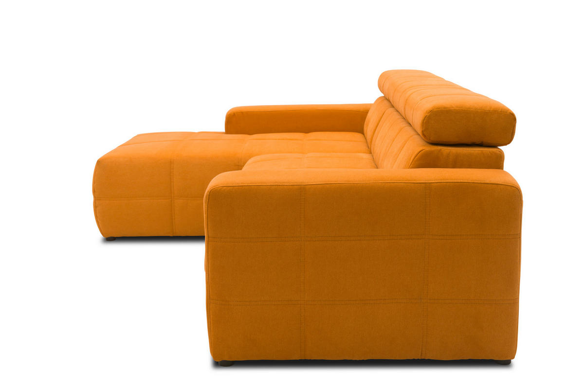 ECKSOFA Orange Mikrofaser  - Schwarz/Orange, Design, Kunststoff/Textil (175/285cm) - MID.YOU