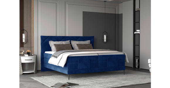 BOXSPRINGBETT 180/200 cm  in Dunkelblau  - Schwarz/Dunkelblau, KONVENTIONELL, Textil/Metall (180/200cm) - Esposa