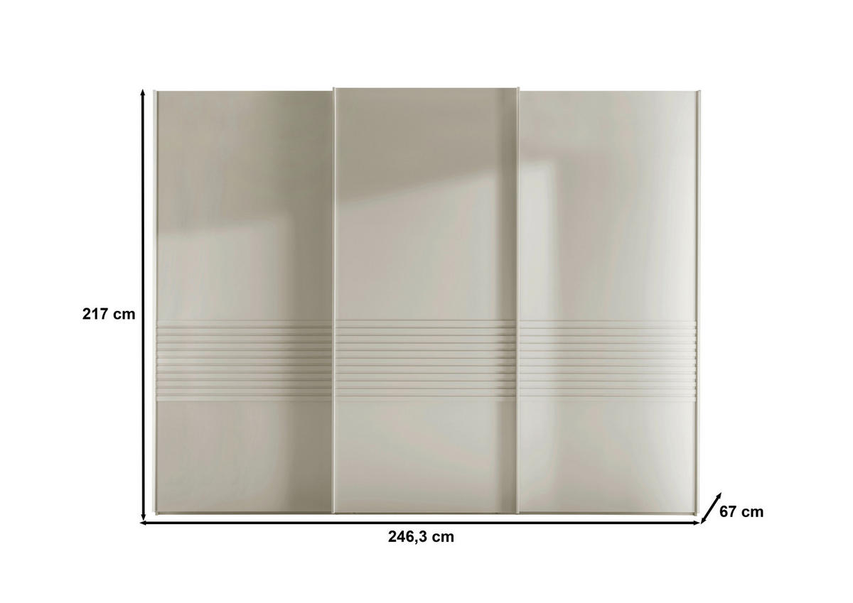 SCHWEBETÜRENSCHRANK 250/217/67 cm 3-türig Weiß  - Weiß, Design, Holzwerkstoff/Metall (250/217/67cm) - Novel