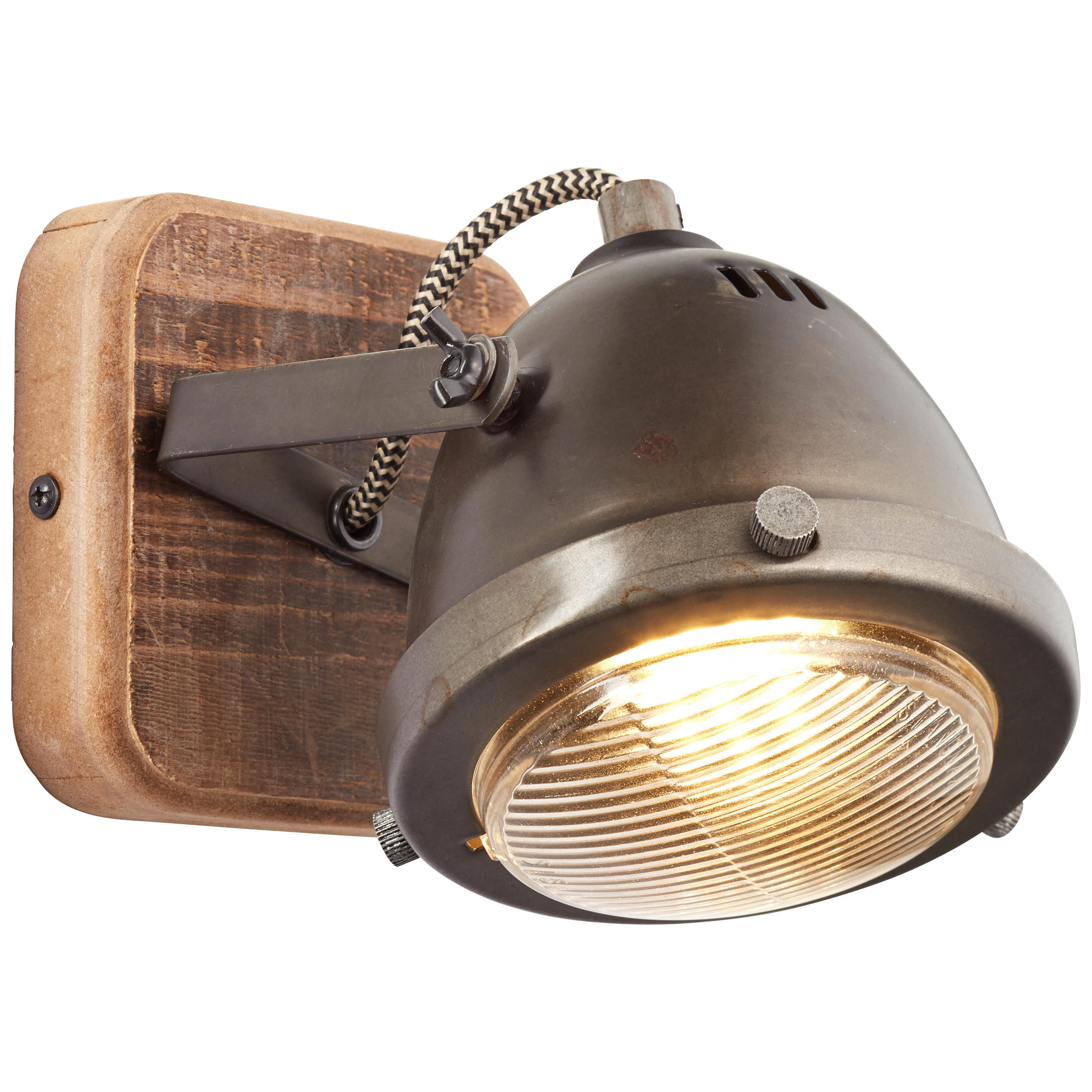 WANDLEUCHTE CARMEN - Braun, Trend, Holz/Metall (12,5/12/9cm)
