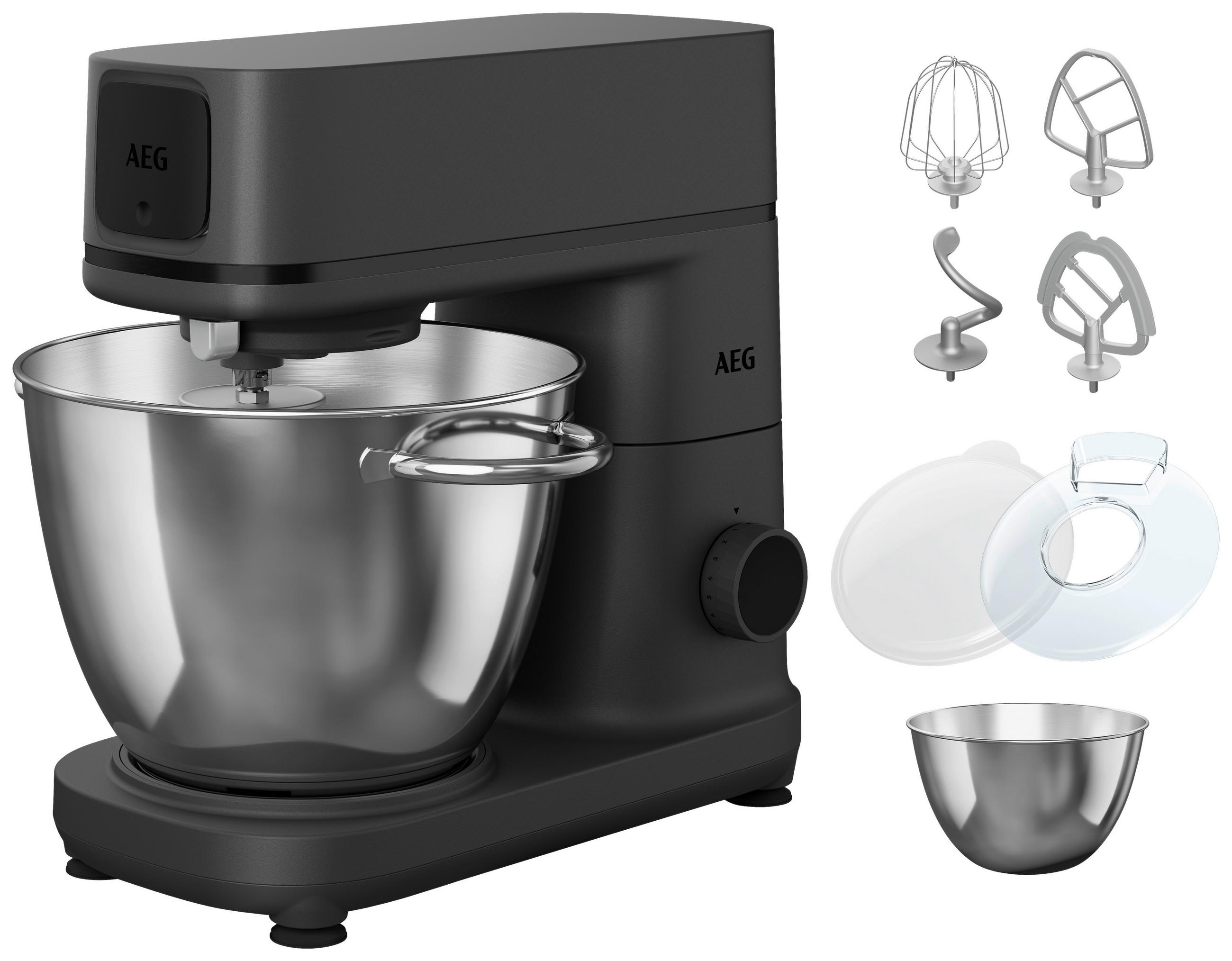 KÜCHENMASCHINE Deli 5 KM7-1-4BPT  - Edelstahlfarben/Schwarz, Basics, Kunststoff/Metall (24,5/33,0/38,0cm) - AEG