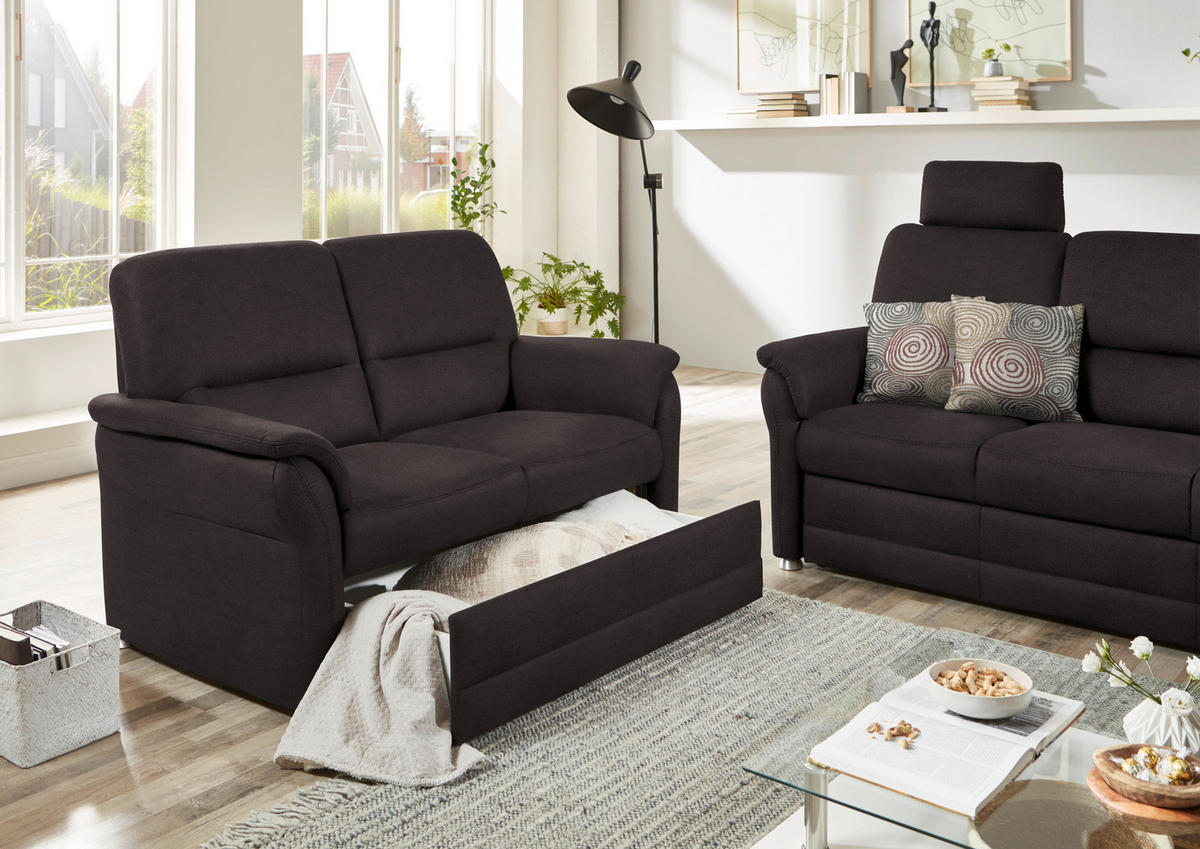 SITZGARNITUR Mikrofaser Dunkelgrau  - Dunkelgrau/Alufarben, KONVENTIONELL, Textil/Metall (192/96/89cm) - Beldomo Comfort
