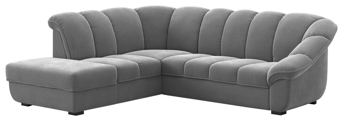 ECKSOFA Anthrazit Chenille Bettkasten, Schlaffunktion, Rücken echt  - Anthrazit/Schwarz, KONVENTIONELL, Kunststoff/Textil (222/260cm) - Welnova