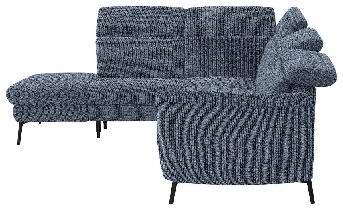 ECKSOFA in Struktur Blau  235/275 cm  - Blau/Schwarz, MODERN, Textil/Metall (235/275cm) - Cantus