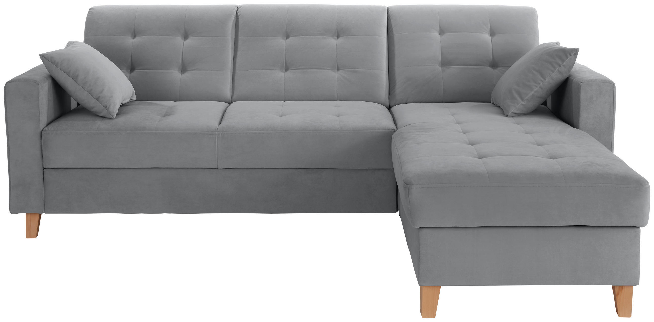 ECKSOFA  Samt Anthrazit  - Anthrazit/Naturfarben, Design, Holz/Textil (231/160cm) - Livetastic