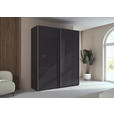 SCHWEBETÜRENSCHRANK 181/223/68 cm 2-türig Graphitfarben, Schwarz  - Alufarben/Graphitfarben, Design, Glas/Holzwerkstoff (181/223/68cm) - Xora