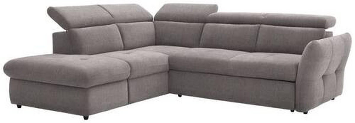 ECKSOFA in Velours Hellgrau  224/254 cm  - Hellgrau/Schwarz, Design, Kunststoff/Textil (224/254cm) - Stylife