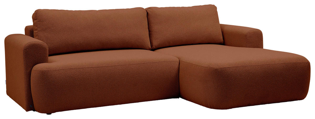 ECKSOFA Rostfarben Bouclé Rückenkissen, Rücken echt  - Rostfarben/Schwarz, KONVENTIONELL, Kunststoff/Textil (257/170cm) - Tom Tailor