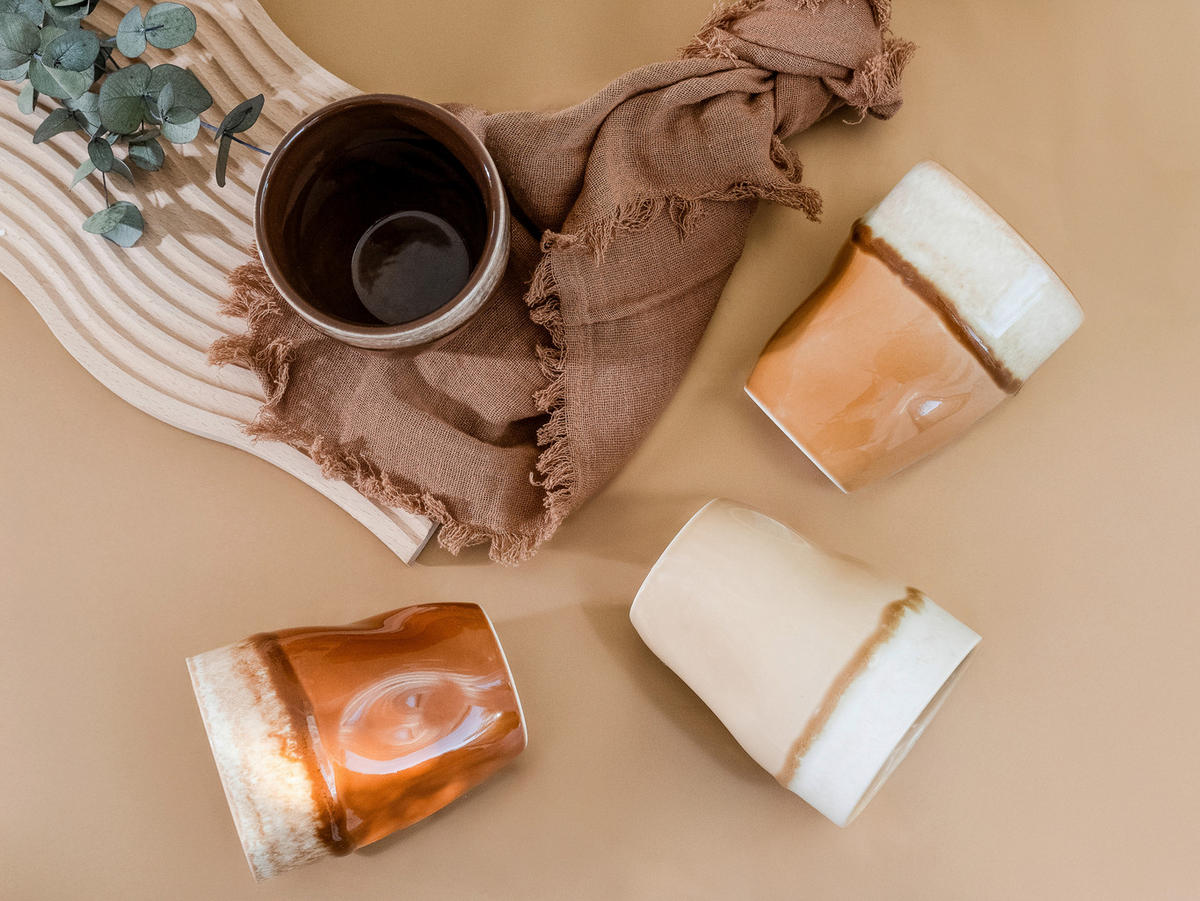 TASSENSET Squeezy Mocha Mousse 4-teilig  - Schlammfarben/Creme, Basics, Keramik (11/8cm) - Creatable