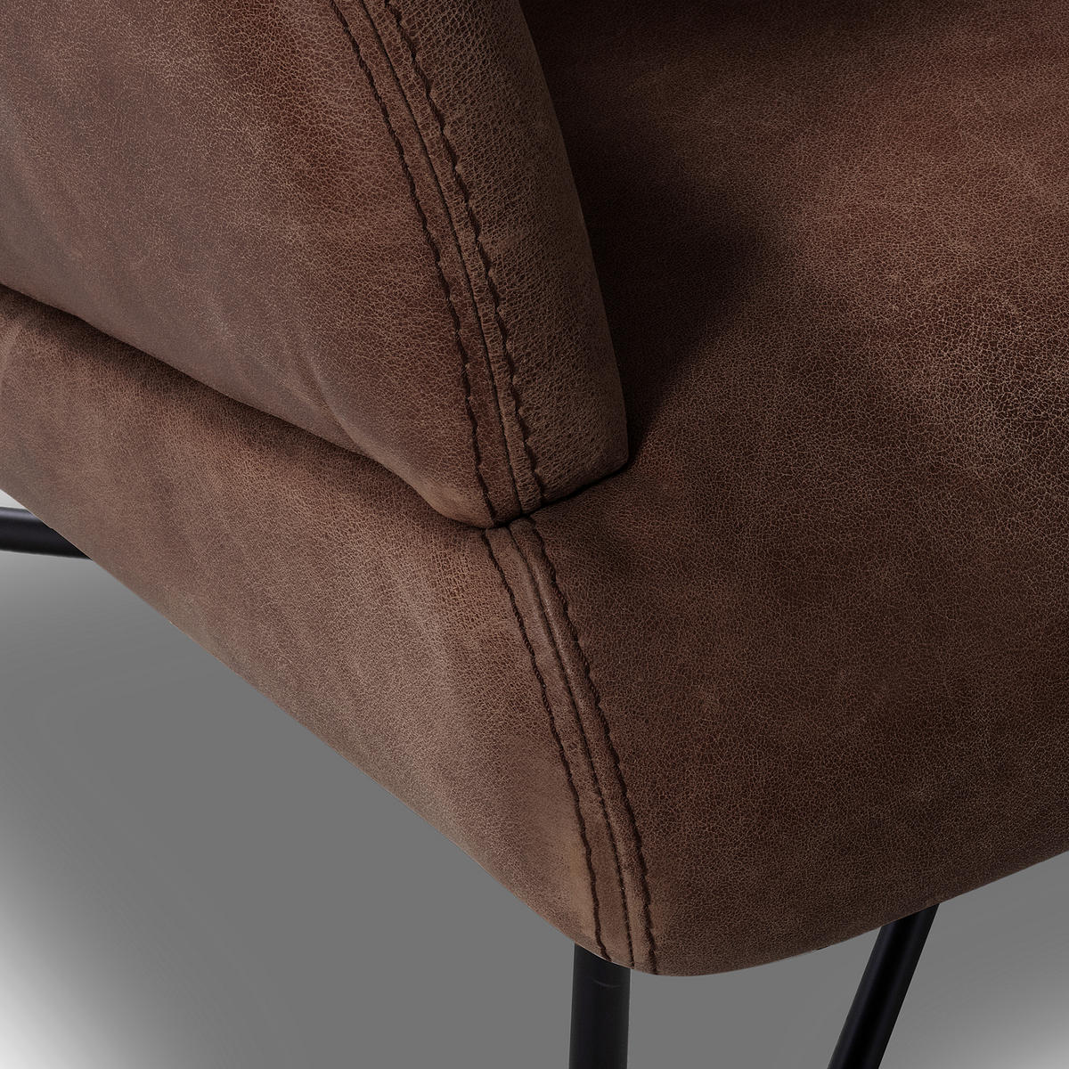 SESSEL in Echtleder Braun  - Schwarz/Braun, Design, Leder/Metall (67/87/74cm) - Livetastic