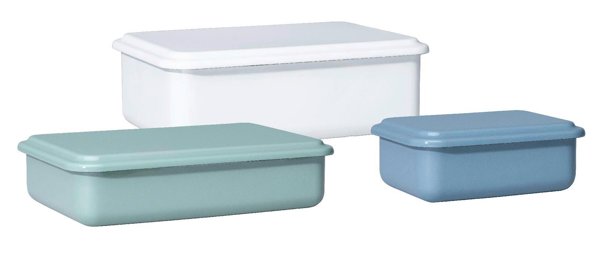VORRATSDOSENSET 3-teilig  - Pastellblau/Salbeigrün, Basics, Metall - Riess