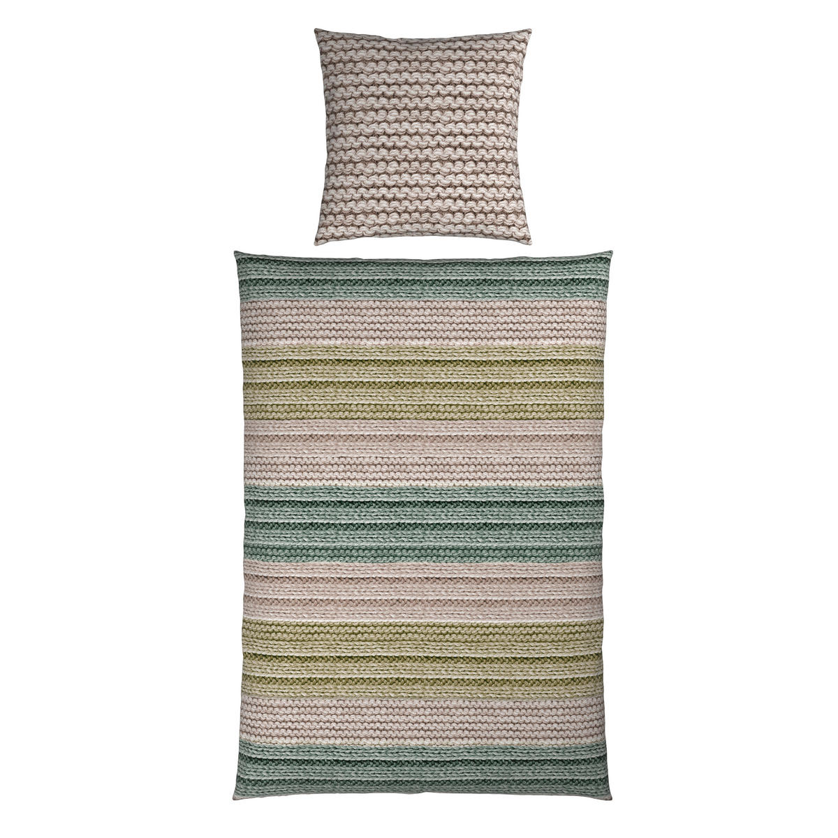 BETTWÄSCHE Cozy Knit Flanell 135/200 cm  - Grün, Design, Textil (135/200cm) - Novel