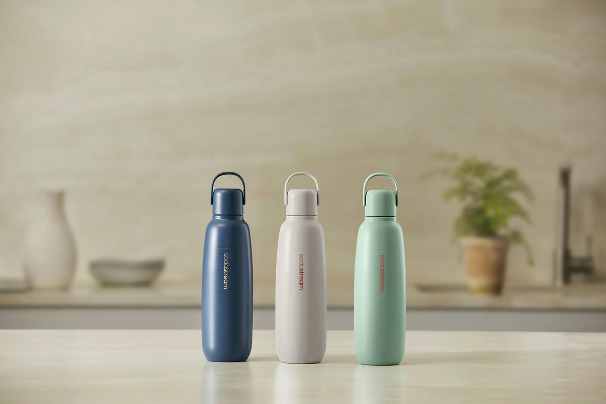 TRINKFLASCHE 0.9 l FIZZ&GO  - Mintgrün, Basics, Metall (19,5/10/28,5cm) - SodaStream