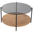 COUCHTISCH in Metall, Glas, Holzwerkstoff 80/80/45 cm  - Eichefarben/Schwarz, Design, Glas/Holzwerkstoff (80/80/45cm) - Carryhome