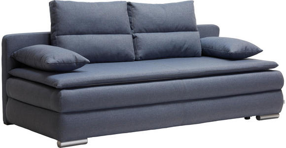 SCHLAFSOFA in Textil Blau, Grau - Blau/Silberfarben, KONVENTIONELL, Kunststoff/Textil (207/94/90cm) - Venda