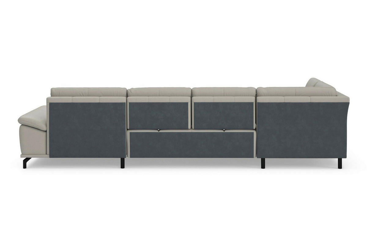 SEDACÍ SOUPRAVA, kůže, světle šedá - černá/světle šedá, Basics, kov/textil (223/363/176cm) - Sit & More